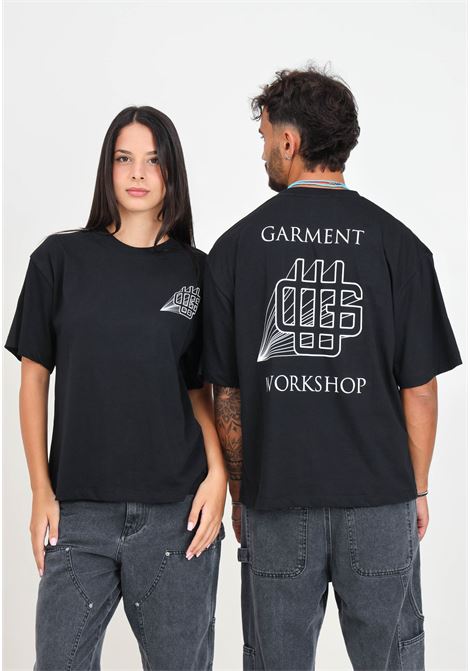 T-shirt a manica corta nera per uomo e donna con maxi stampa logo GARMENT WORKSHOP | F4GMUATH052GW009